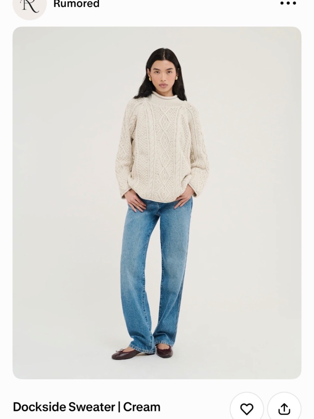 Rumored Dockside Sweater in Cream. Brand New! Size Small